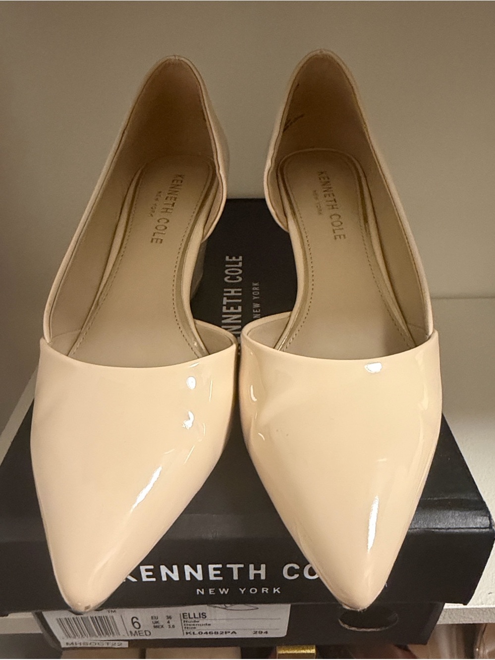 Kenneth Cole Women's Patent Pointed-Toe Flats in Nude